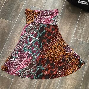 CAbi Orange Pink A-Line Maxi Skirt